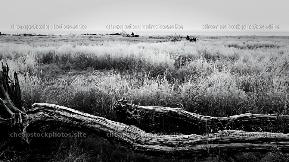 Chiba coastal climate meadow with driftwood in the foreground – stock photos 10608x5938