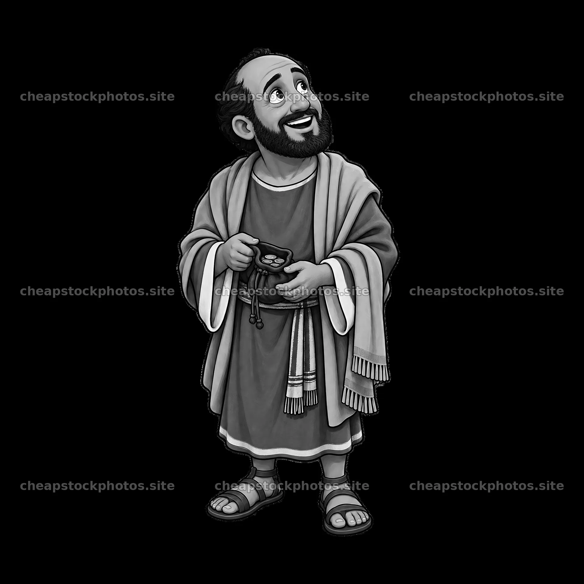 Jesus holding a scroll while looking up with a joyful expression – stock photos 7746x7746