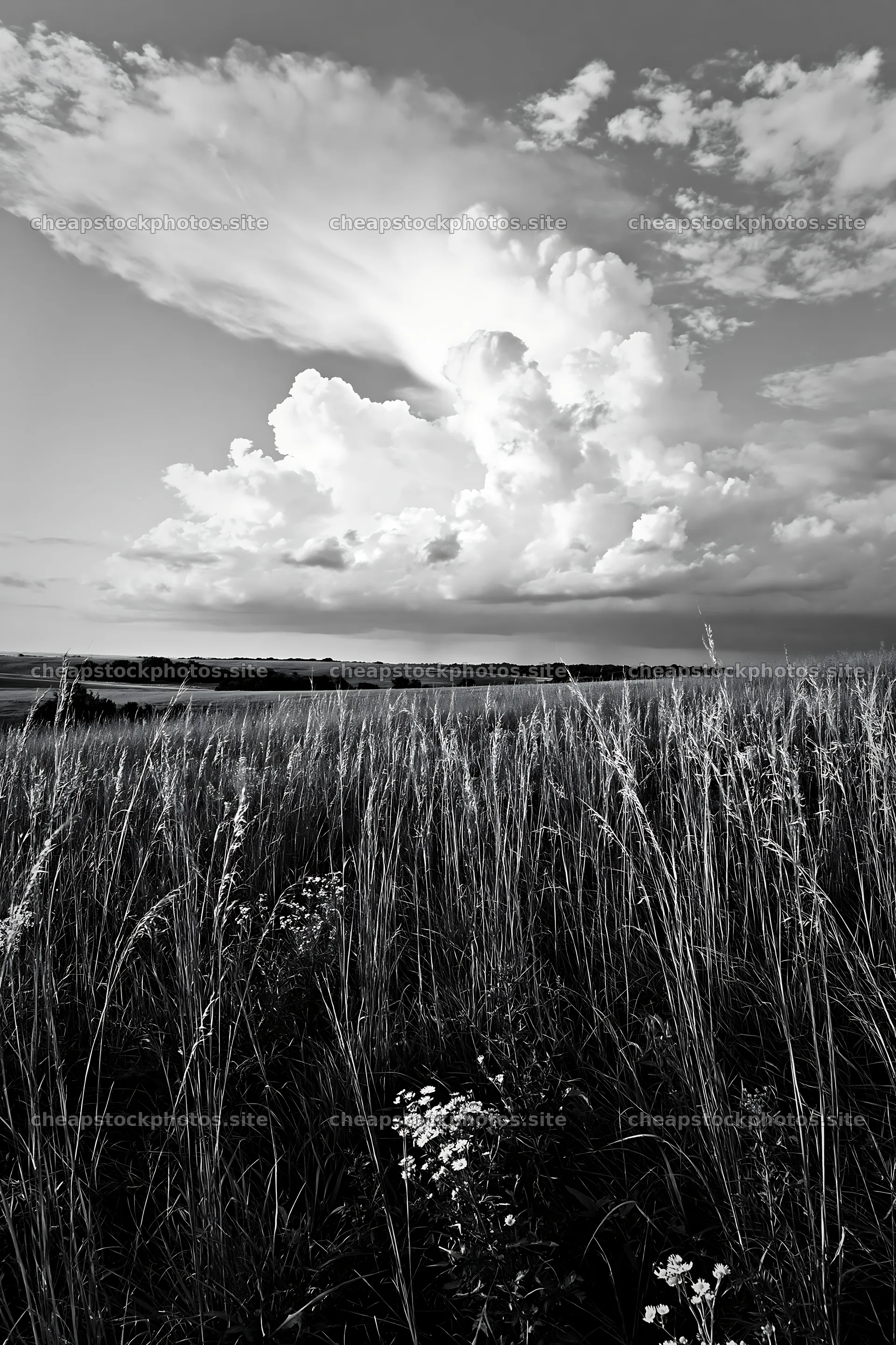 Seedhead meadow under a cloudy sky with tall grasses – stock photos 6480x9722