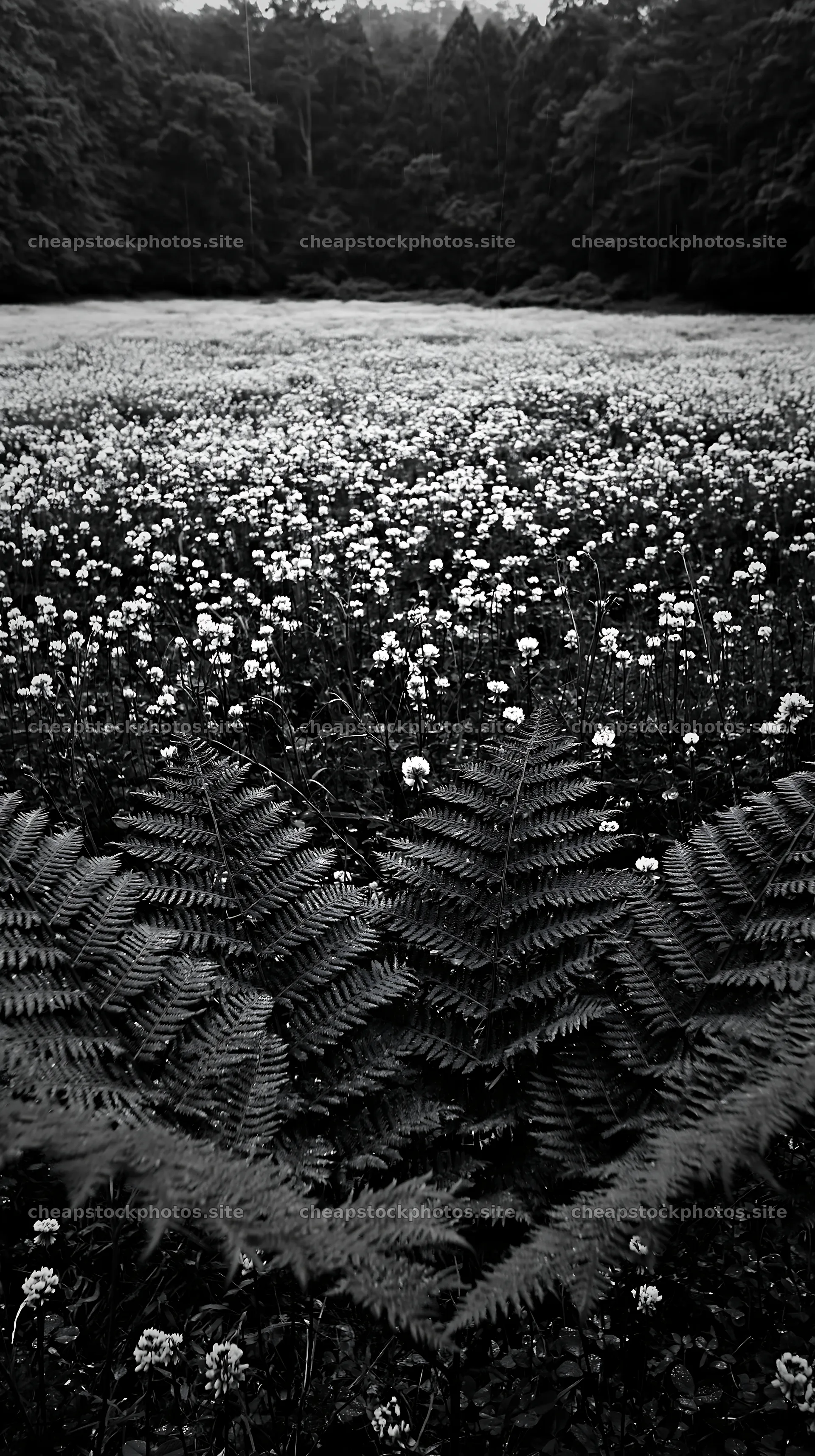Nara summer meadow with fern foreground and flowering plants – stock photos 5938x10608
