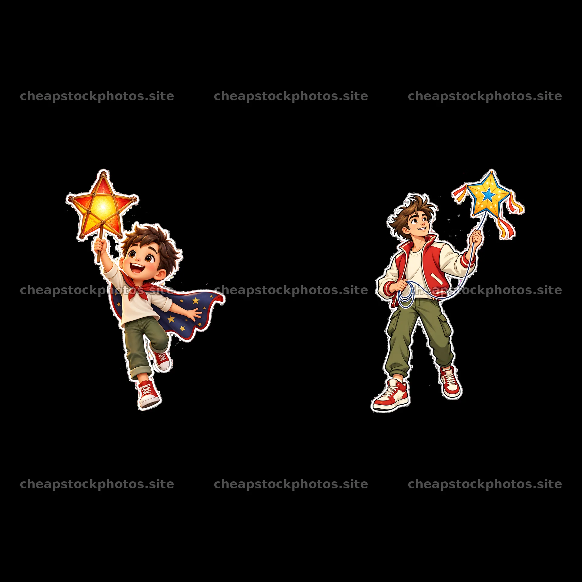 Young boy with star wand in patriotic outfit – stock photos 7746x7746
