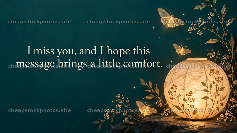 I Miss You Message with Lantern and Butterflies – stock photos 10324x5812