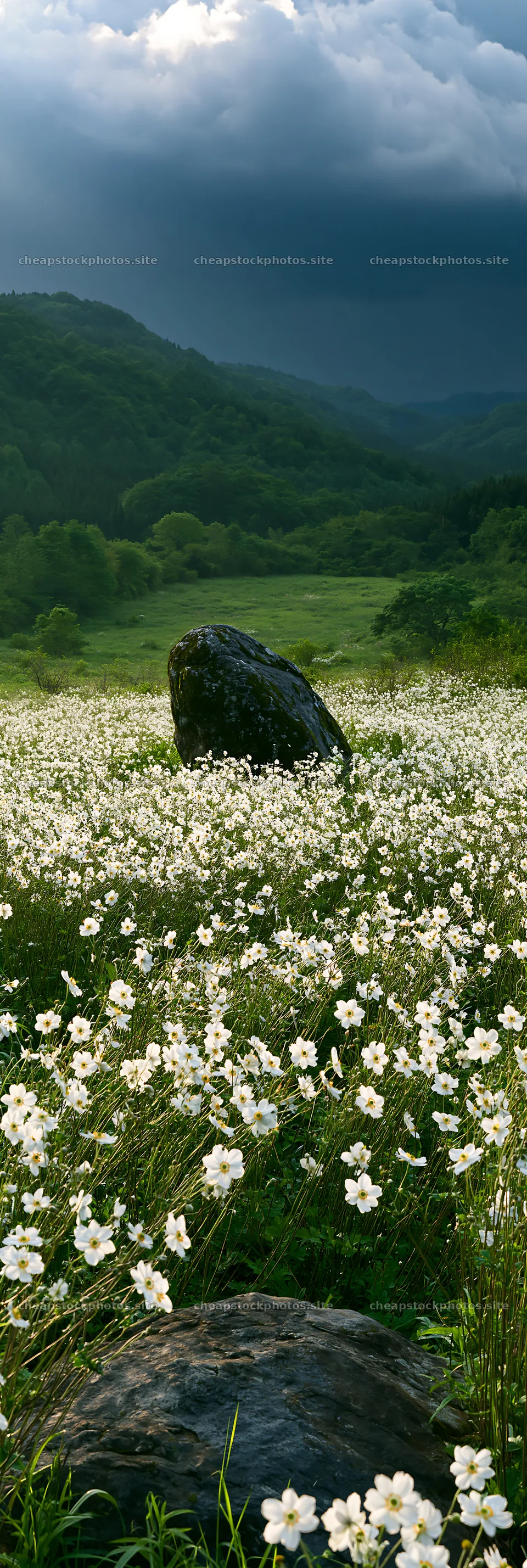 Miyagi spring recovery meadow mossy stone – stock photos 4602x13690