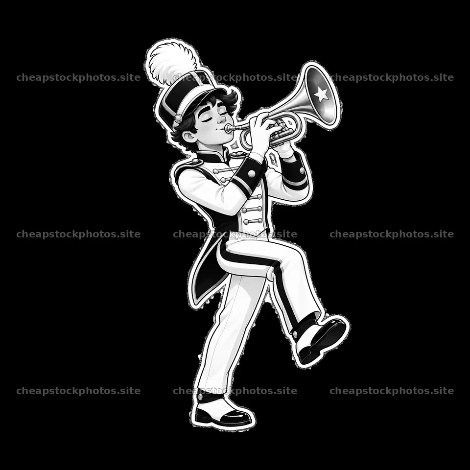 Trumpet player marching with pride in a patriotic uniform – stock photos 7746x7746