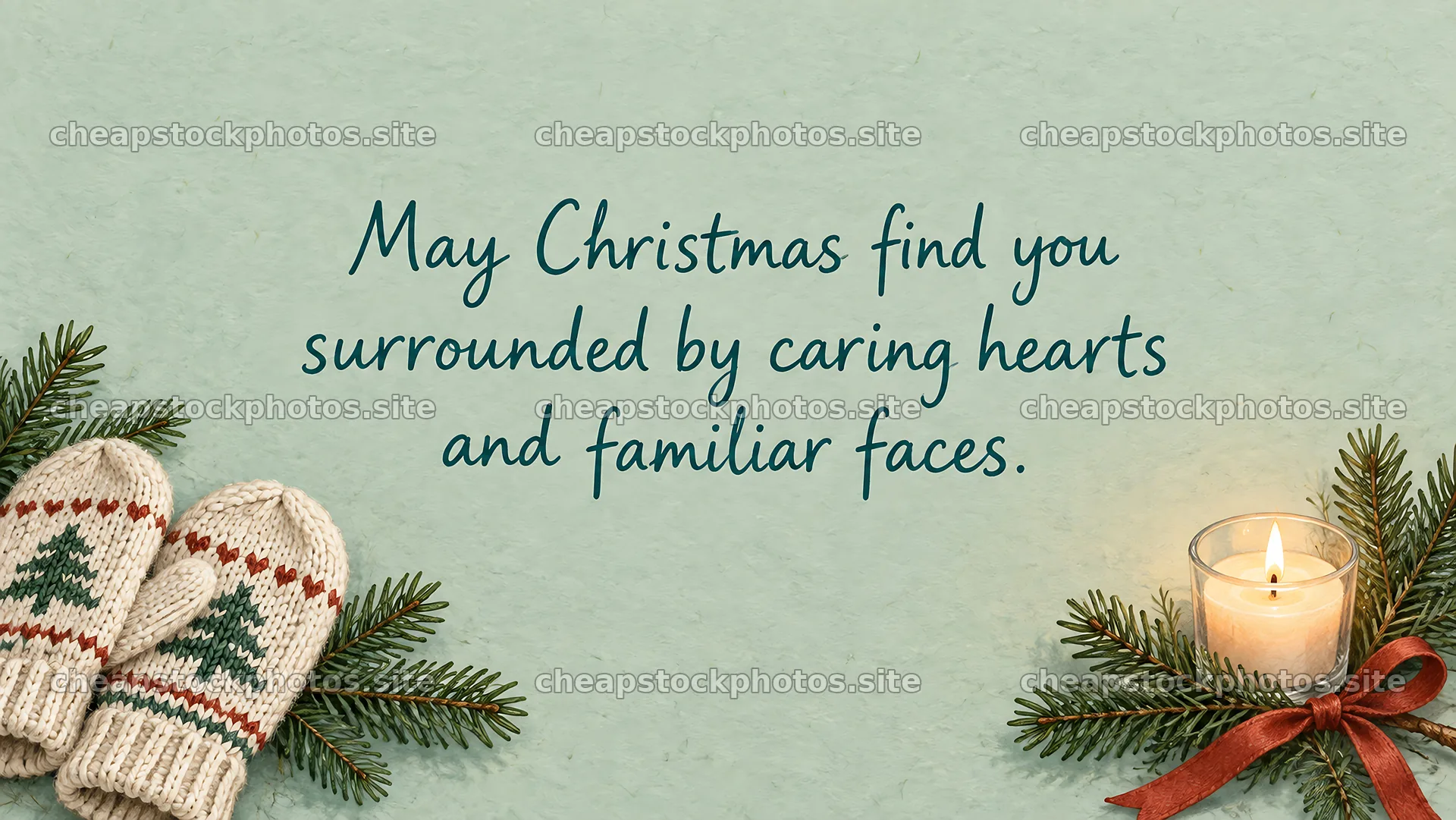 Christmas Greeting with Mittens and Candle – stock photos 10324x5812