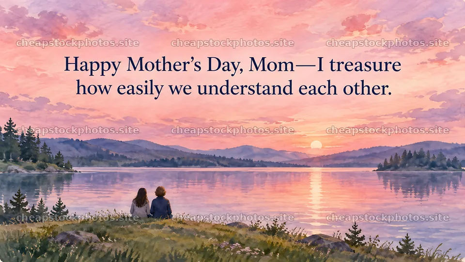 Mother's Day Greeting by a Sunset Lake – stock photos 10324x5812