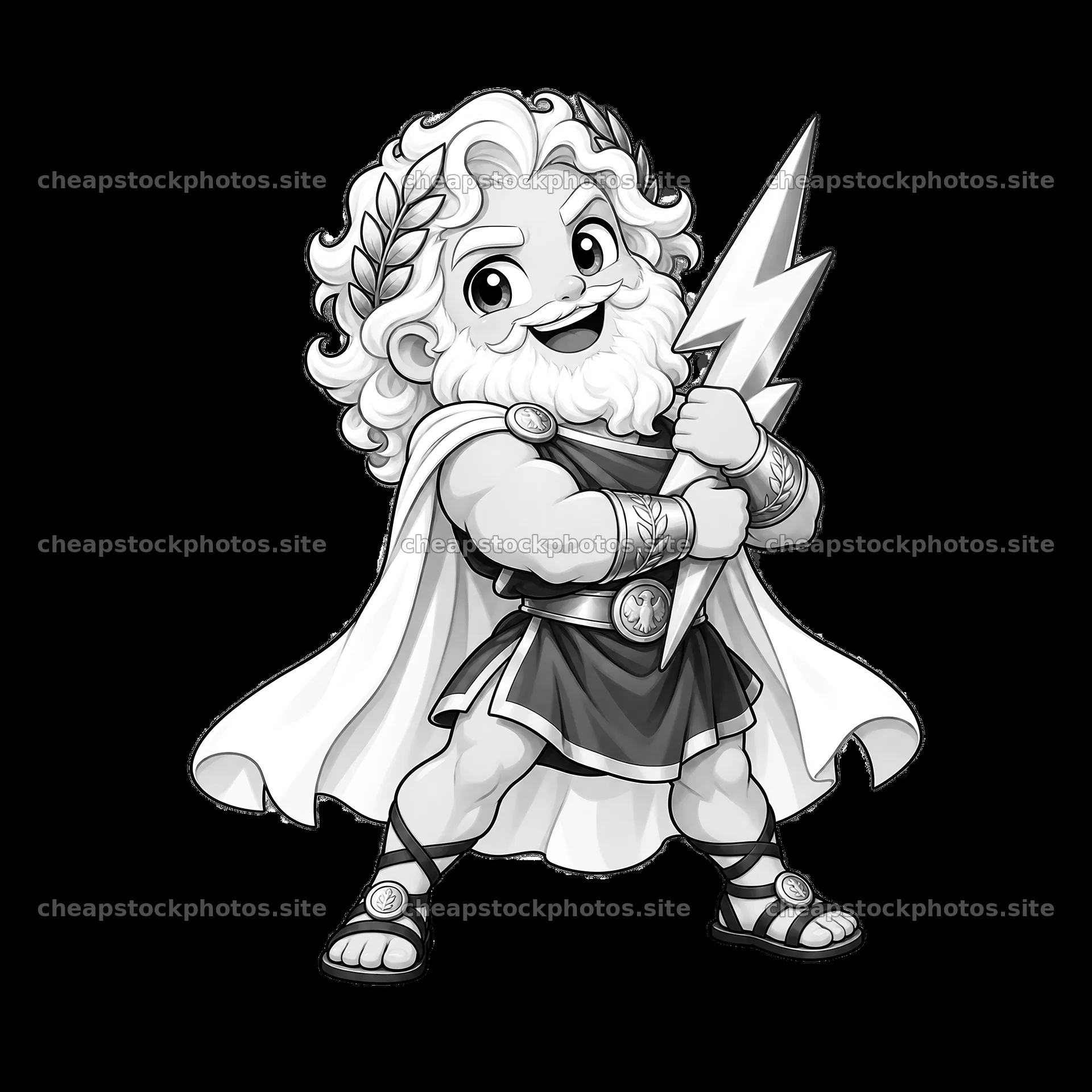 Zeus holding a lightning bolt with a proud expression – stock photos 7746x7746
