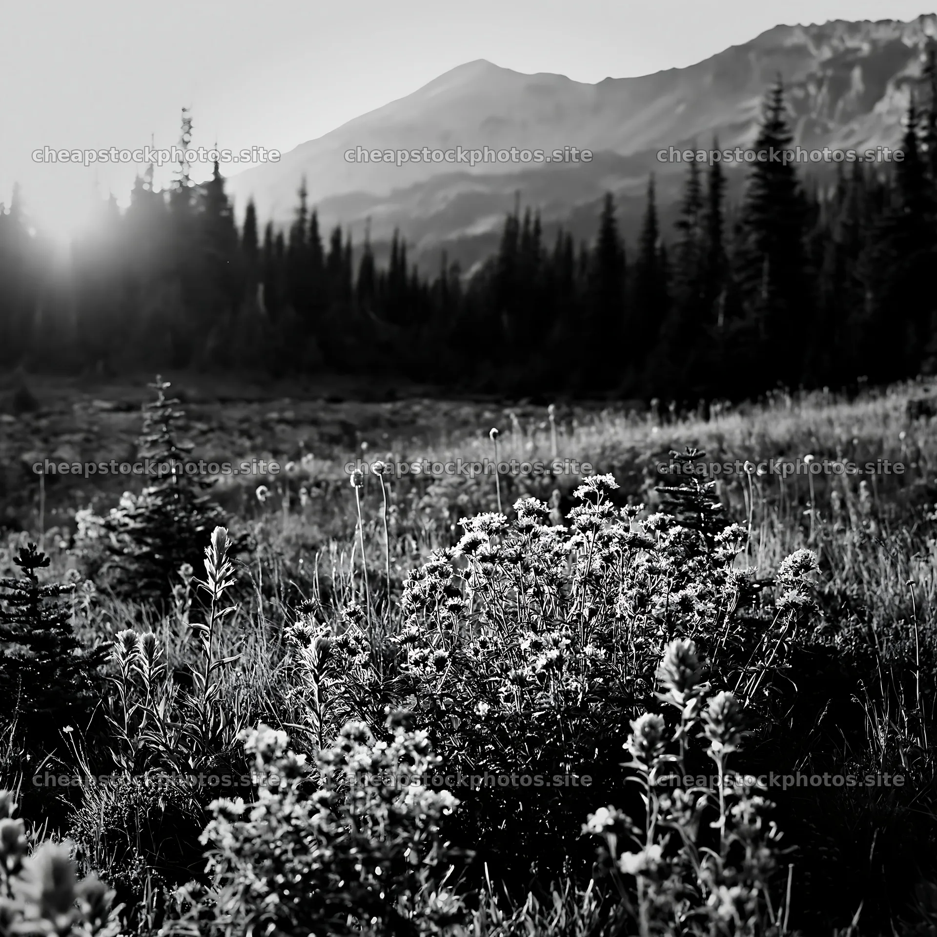 Mount Rainier wildflower meadow at sunrise – stock photos 7938x7938