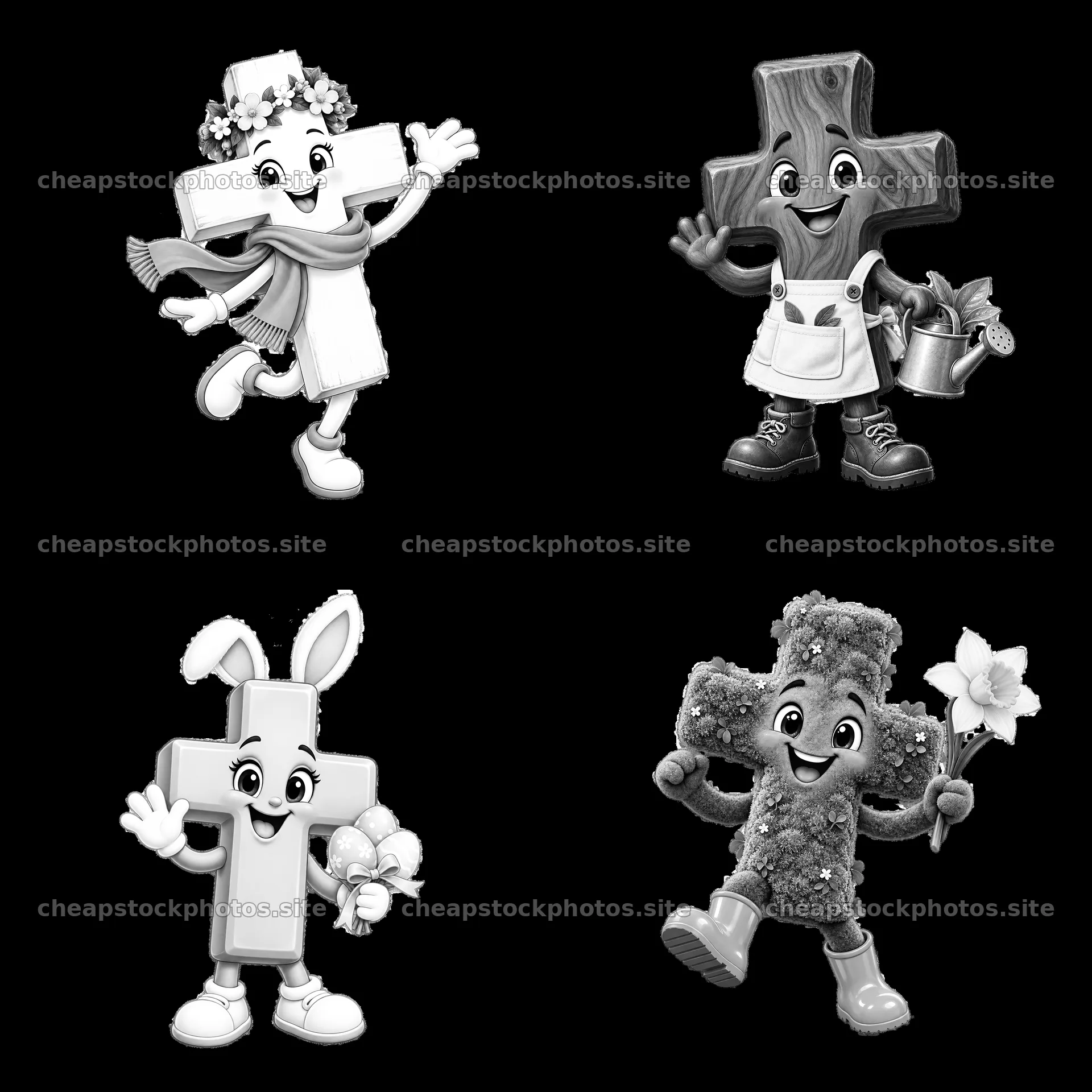 Easter cross characters convey joy and celebration – stock photos 7746x7746
