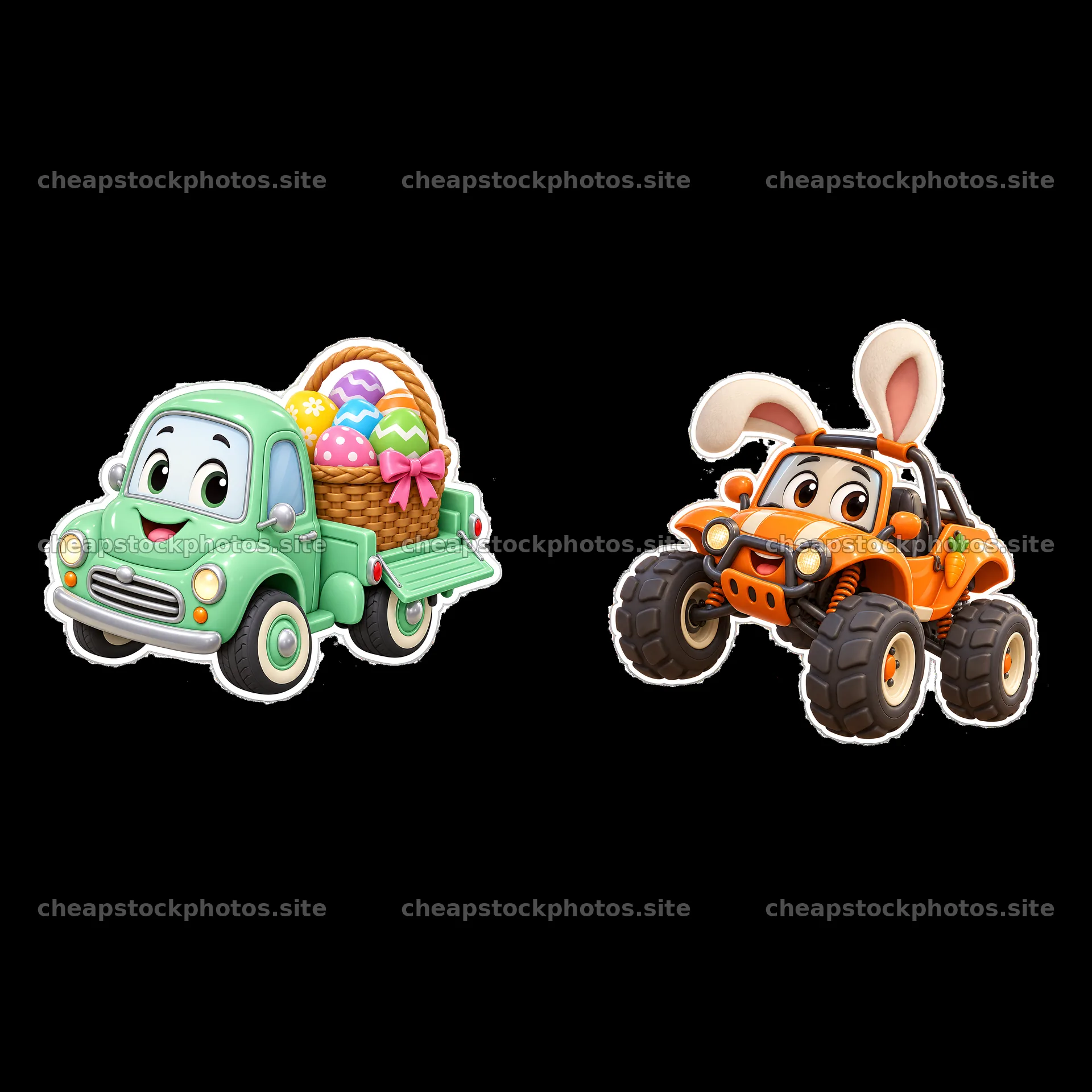 Easter car carrying colorful eggs with bunny vehicle – stock photos 7746x7746