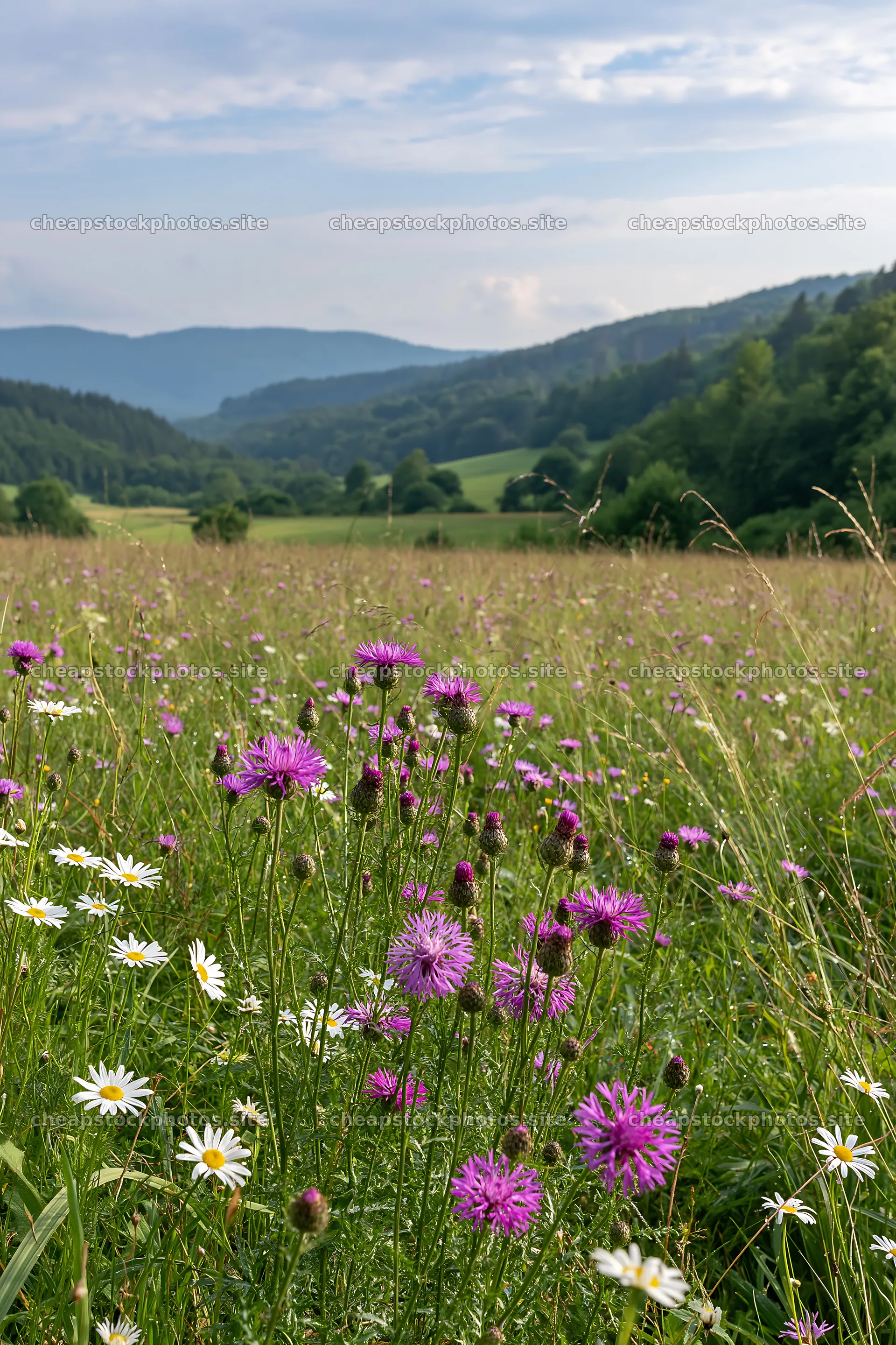 Vibrant meadow with wildflowers in the German foothills – stock photos 6480x9722