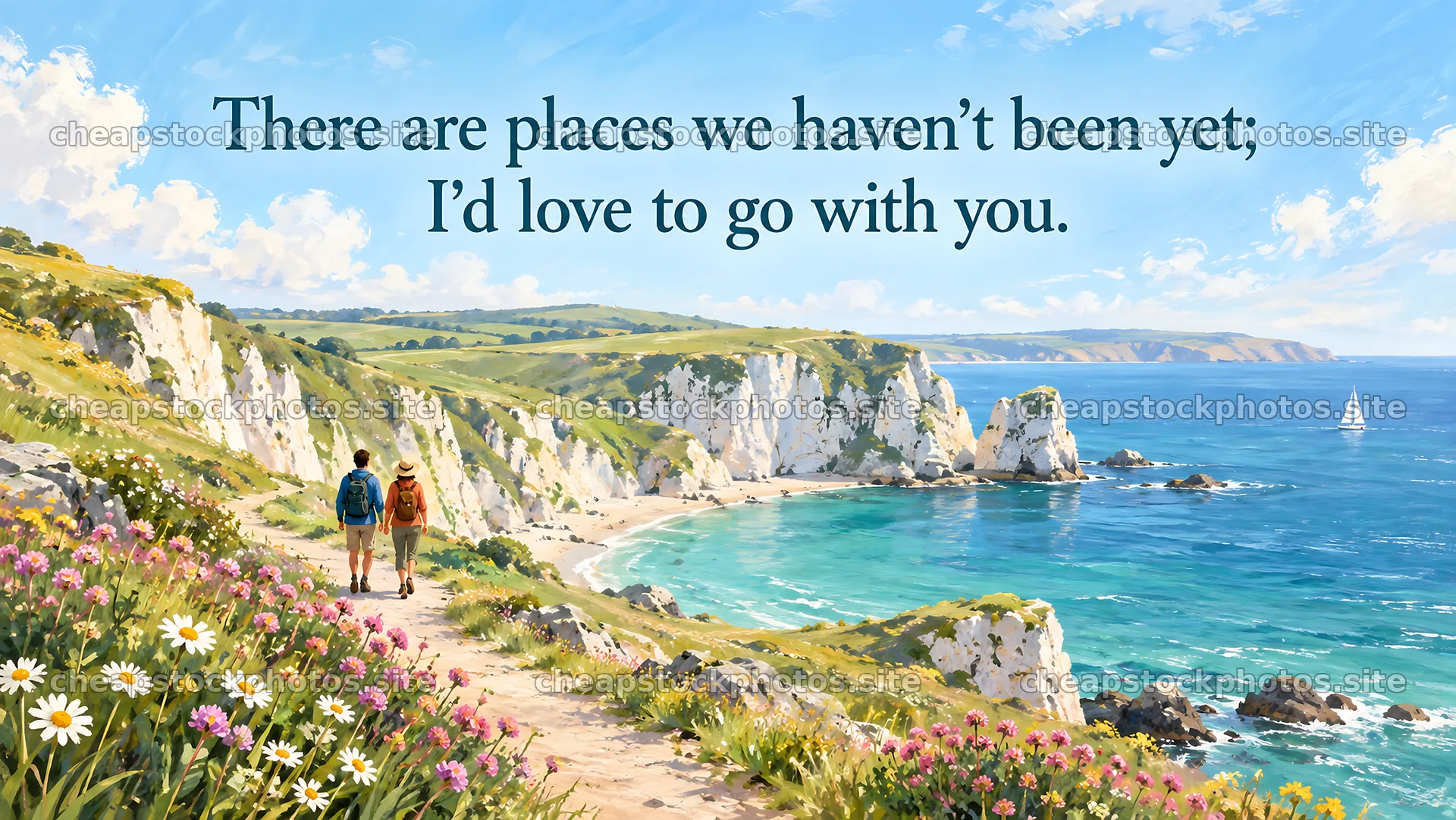 Romantic Coastal Trail Invitation to Explore Together – stock photos 10324x5812