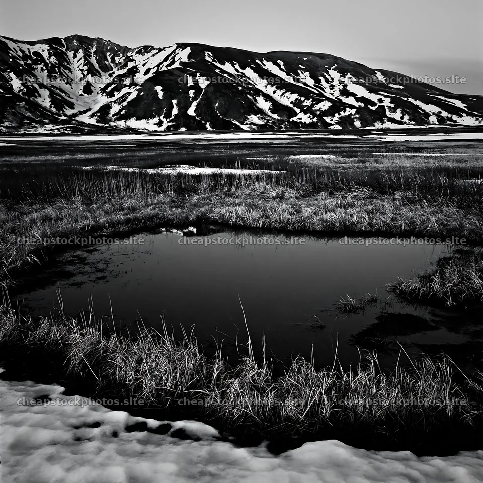 Akita snowmelt meadow with silver grasses during spring – stock photos 7938x7938