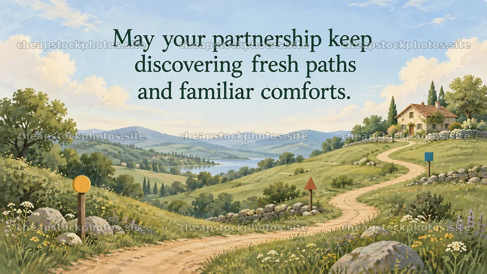 Wedding Greeting on a Winding Countryside Path – stock photos 10324x5812
