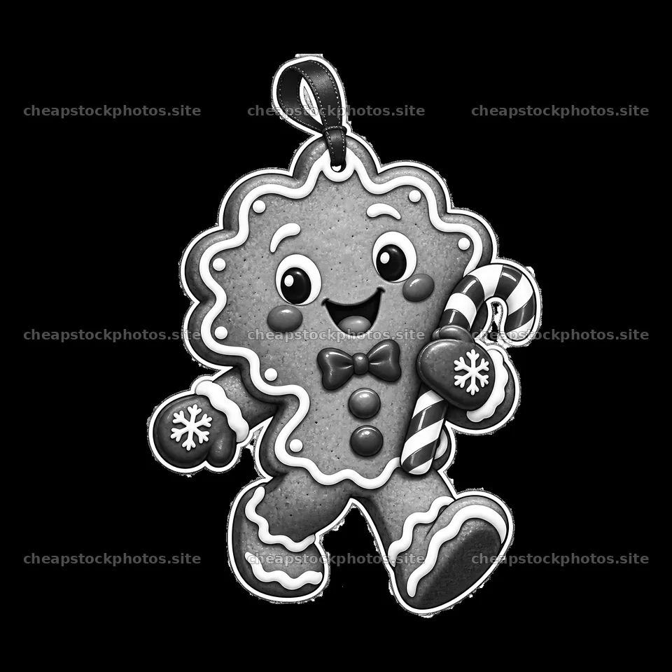 Gingerbread man ornament holding a candy cane for Christmas – stock photos 7746x7746