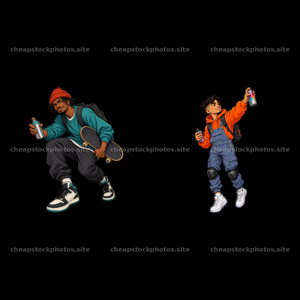 Skateboarder and graffiti artist in streetwear style – stock photos 7746x7746