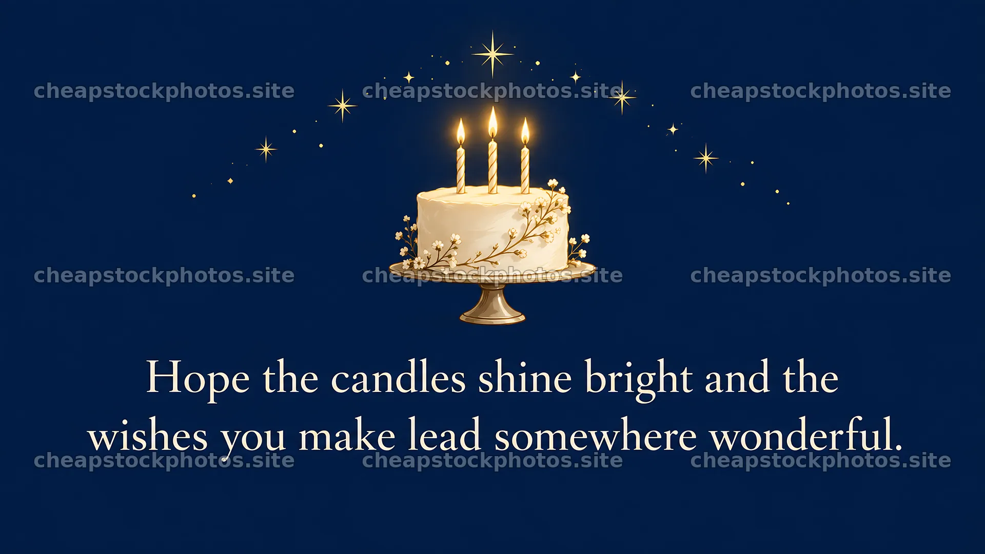 Elegant Birthday Cake Greeting with Candle Wishes – stock photos 10324x5812