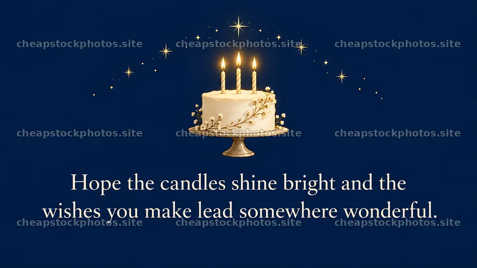 Elegant Birthday Cake Greeting with Candle Wishes – stock photos 10324x5812