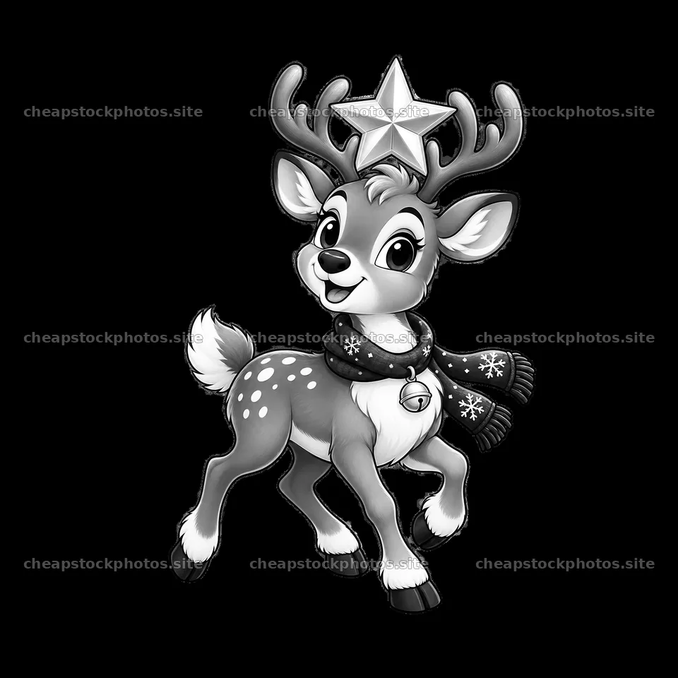 Reindeer with a star wearing a scarf in a festive pose – stock photos 7746x7746