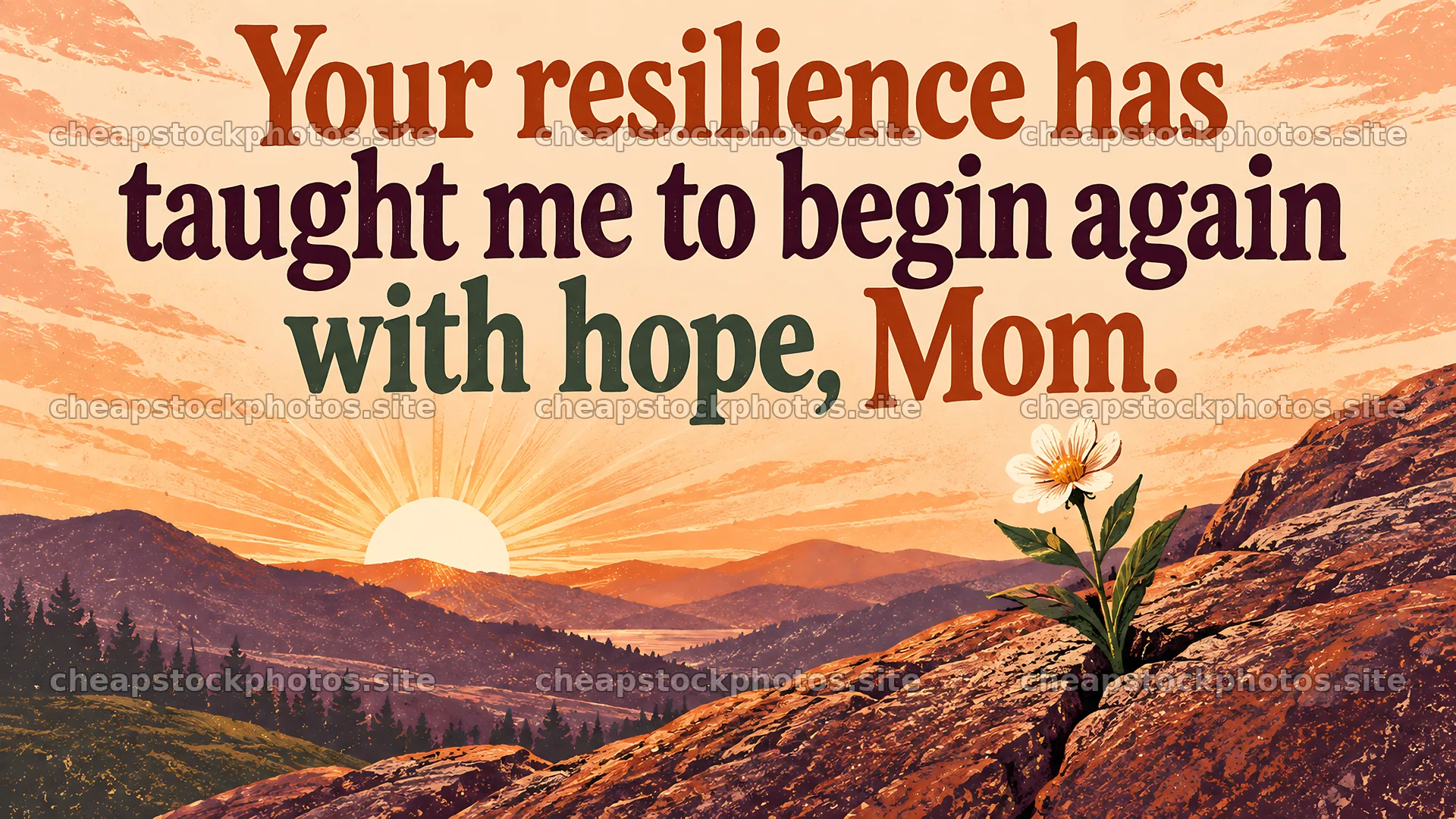 Resilience and Hope Greeting for Mom – stock photos 10324x5812