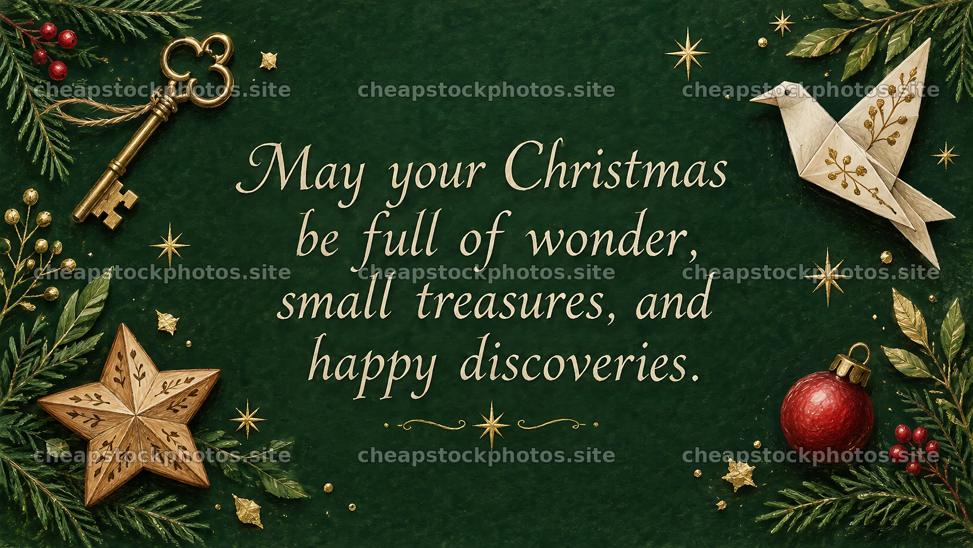 Christmas Greeting on a Dark Green Background – stock photos 10324x5812