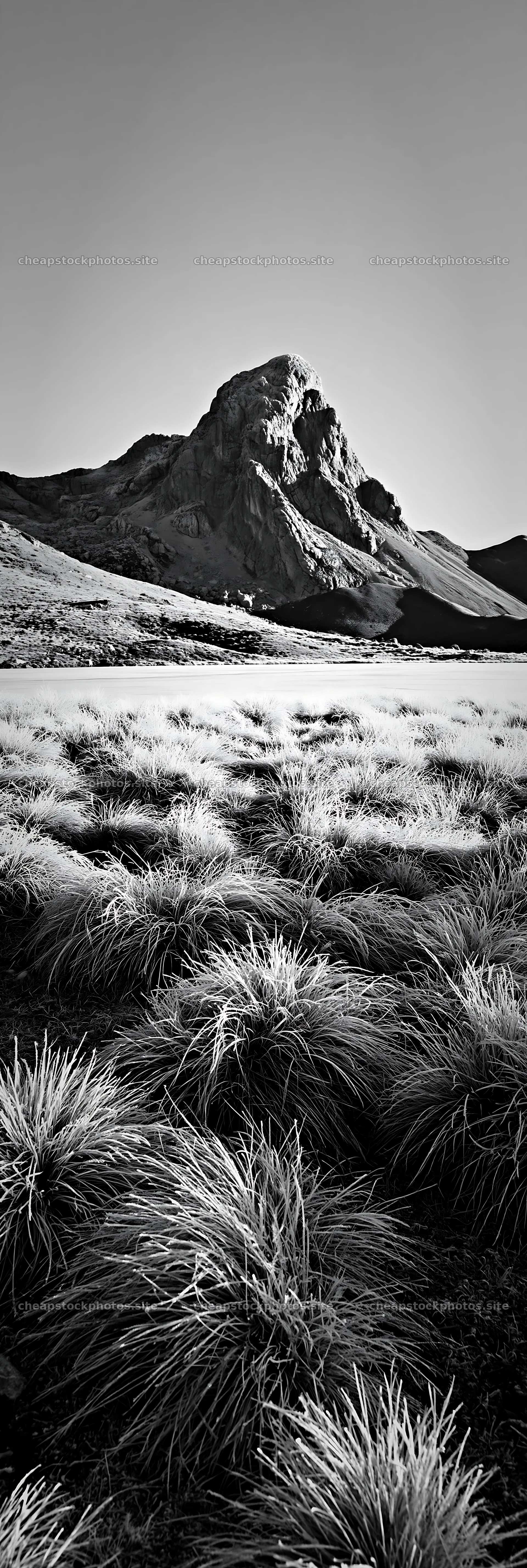 Frozen tarn meadow with mountain in the background – stock photos 4602x13690