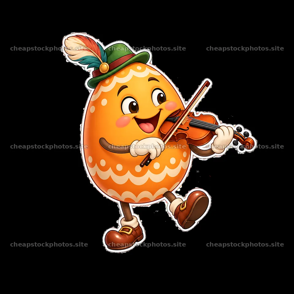 Easter egg character playing violin with a cheerful expression – stock photos 7746x7746