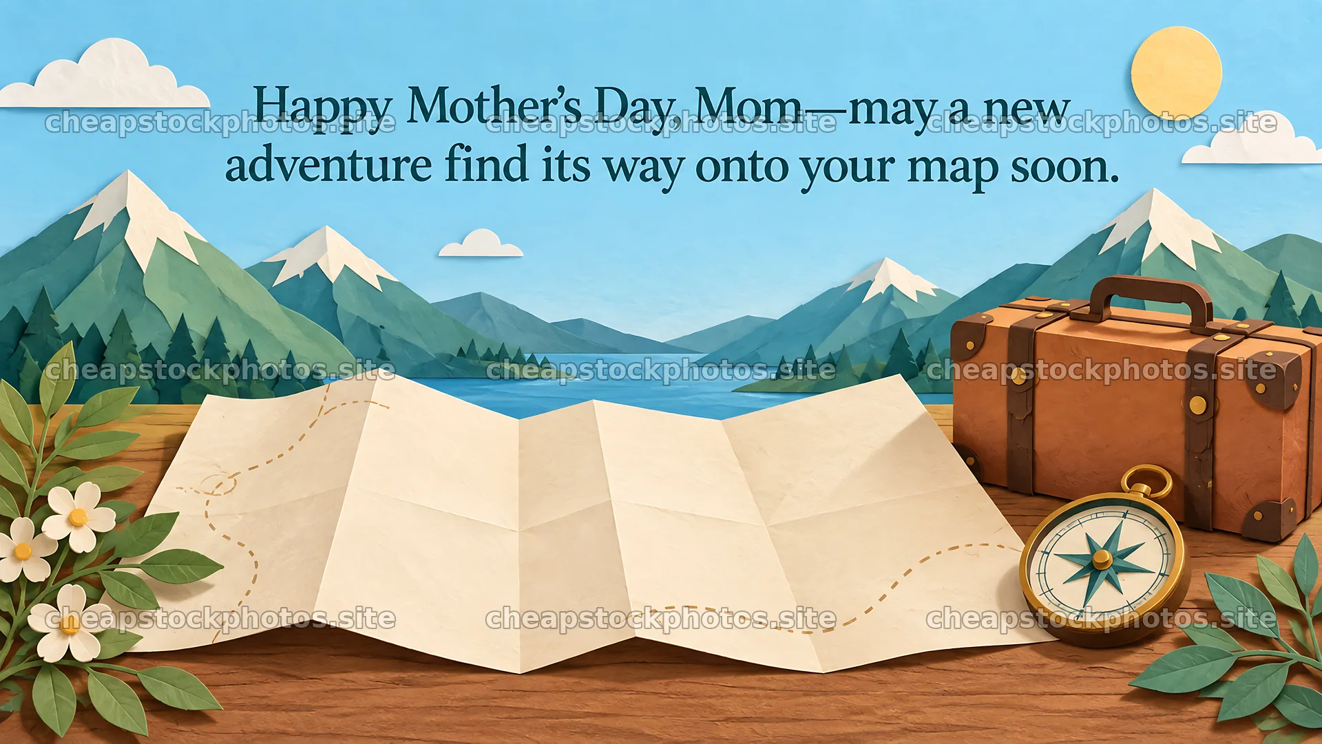 Mother's Day Adventure Map Greeting – stock photos 10324x5812