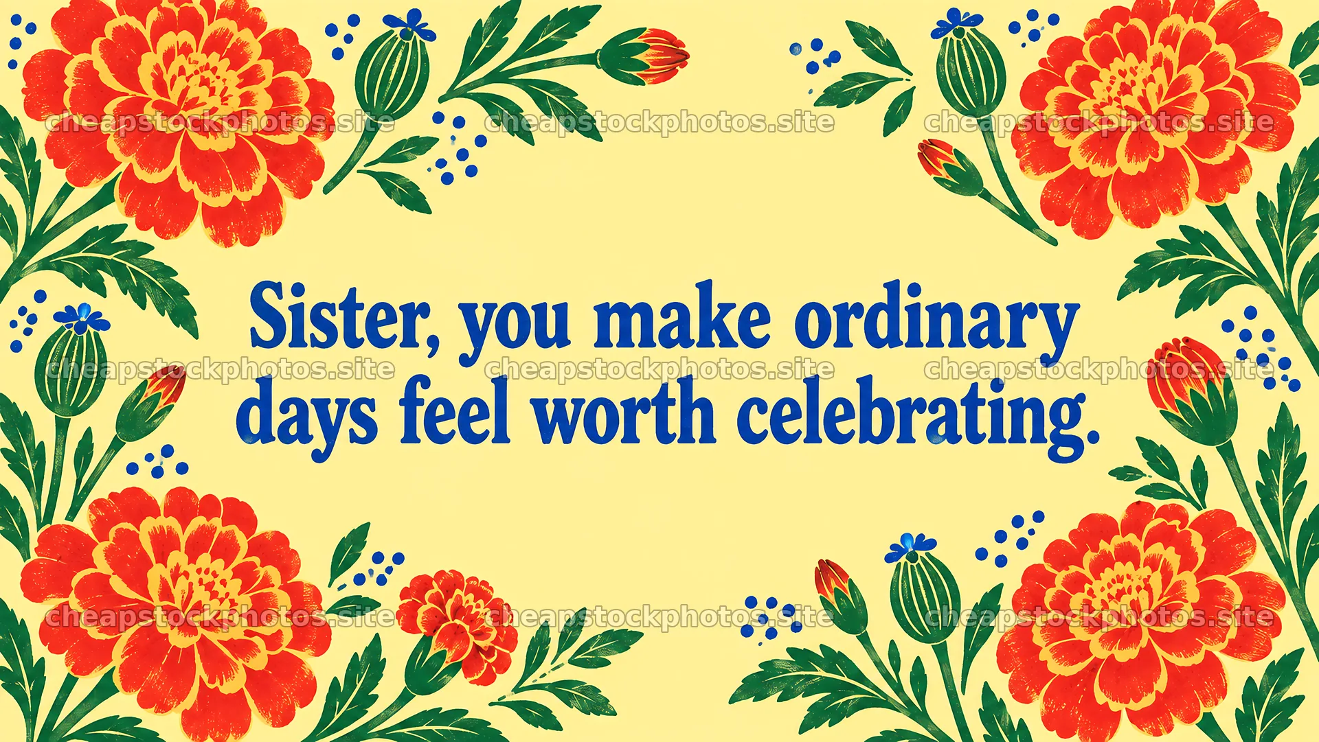 Floral sister greeting with celebratory message – stock photos 10324x5812