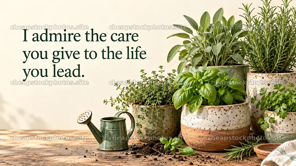 Herb Garden Greeting with Message of Admiration – stock photos 10324x5812