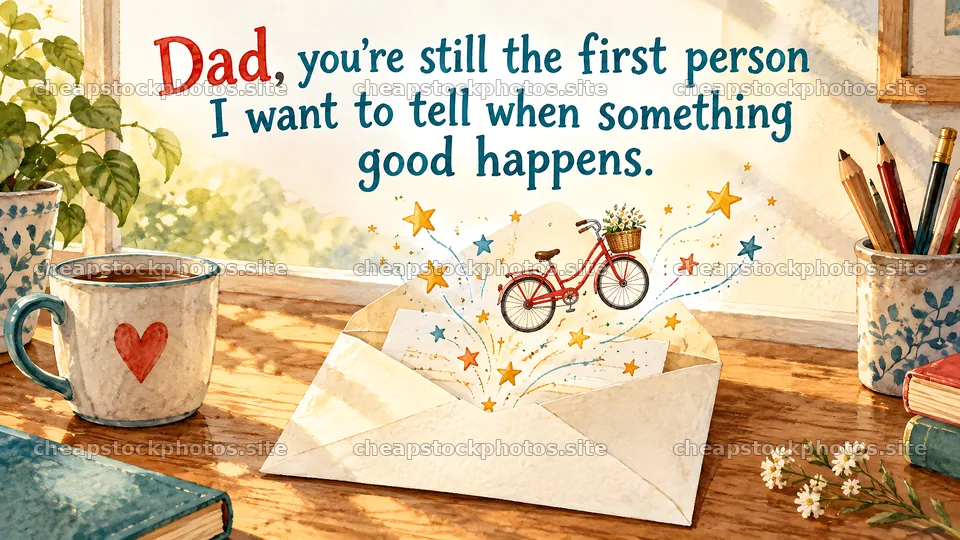 Watercolor Greeting Card Message for Dad – stock photos 10324x5812