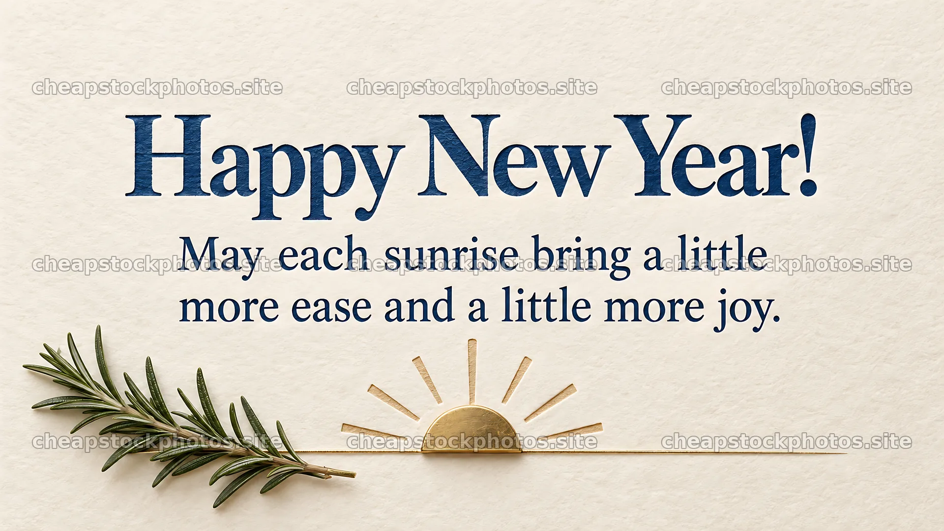 New Year Greeting with Sunrise and Rosemary – stock photos 10324x5812