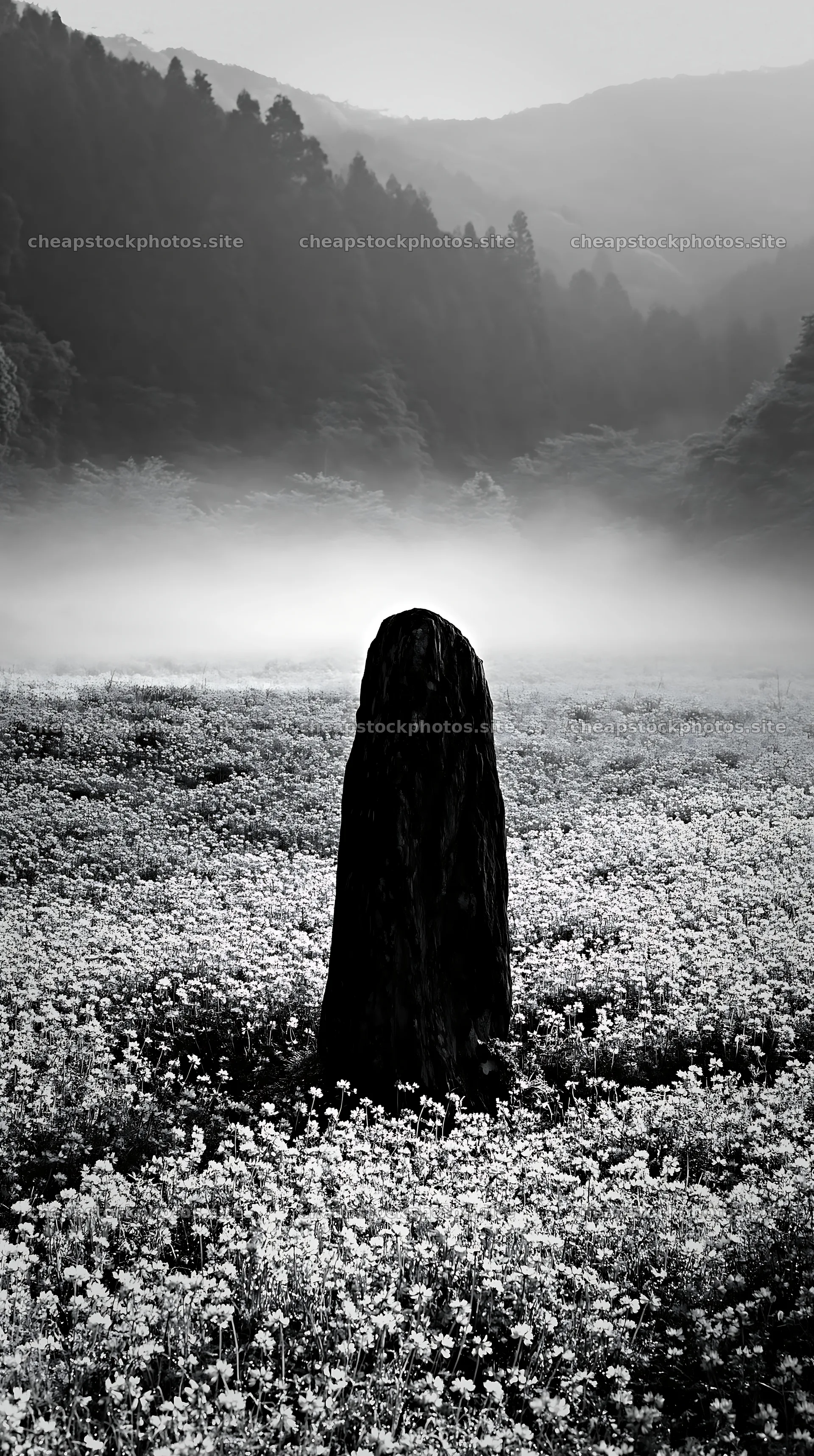 Kyoto spring wildflower meadow stone foreground – stock photos 5938x10608