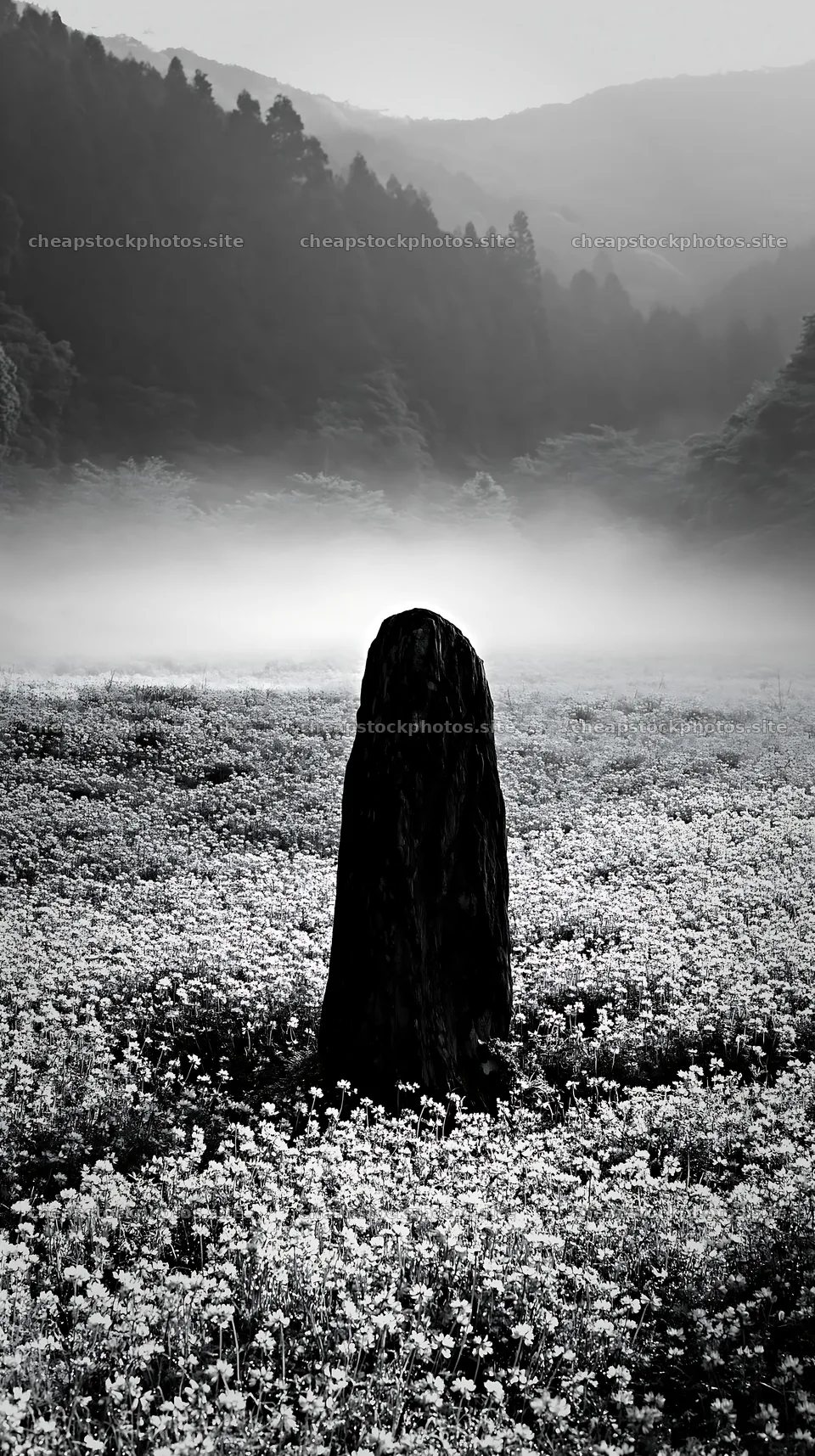 Kyoto spring wildflower meadow stone foreground – stock photos 5938x10608