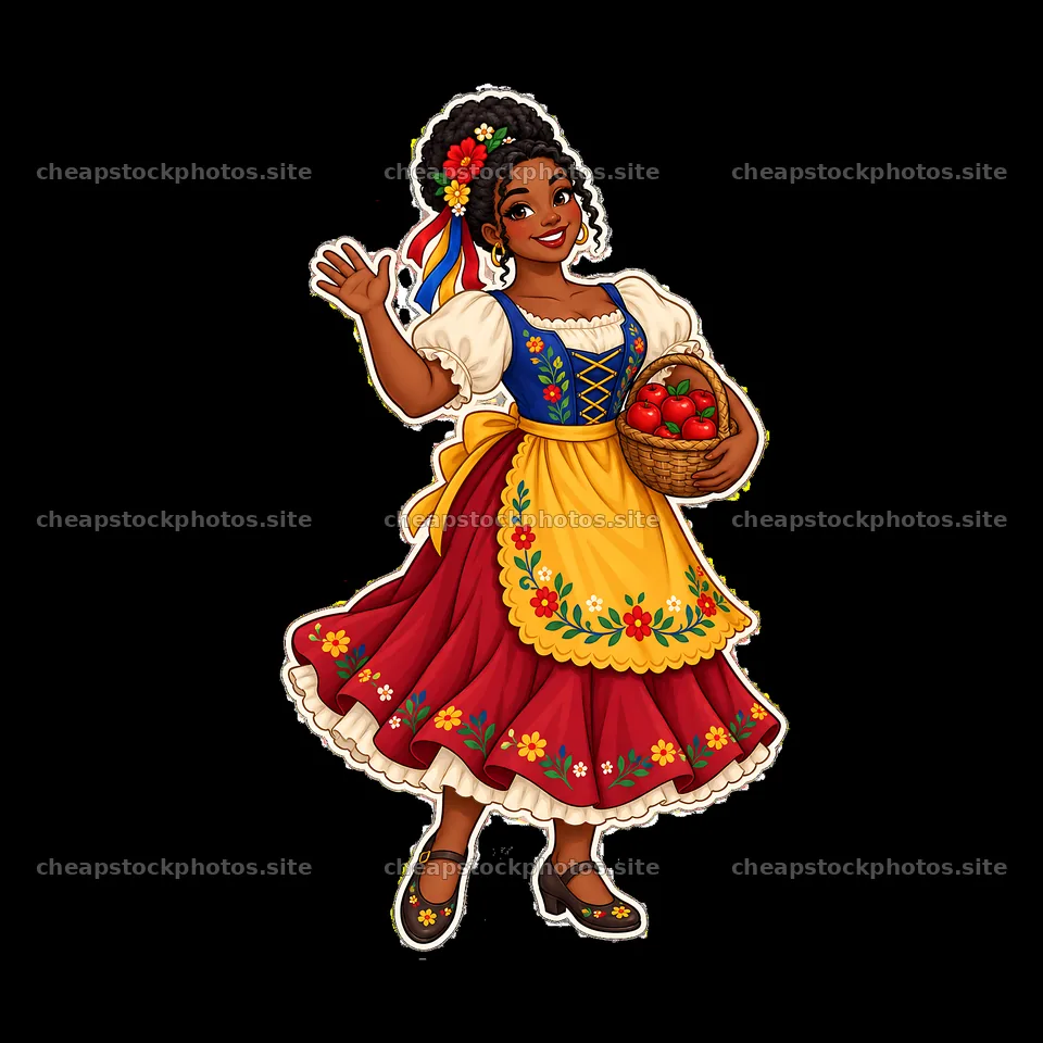 Woman in traditional folk dress holding a basket of apples – stock photos 7746x7746
