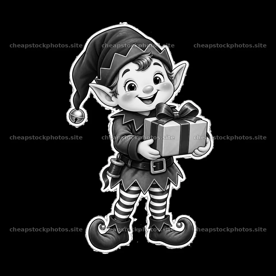 Elf delivering a Christmas gift with a cheerful smile – stock photos 7746x7746