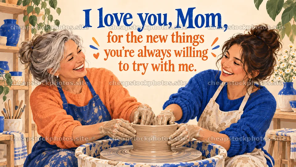 I Love You, Mom Pottery Wheel Greeting – stock photos 10324x5812