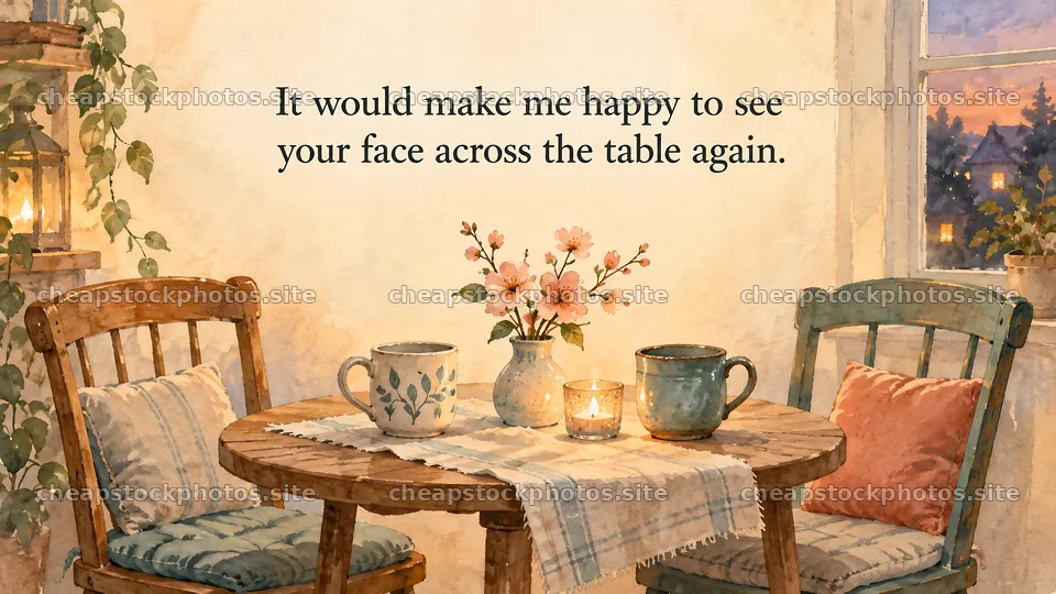 Come Back to Me Table Greeting Illustration – stock photos 10324x5812