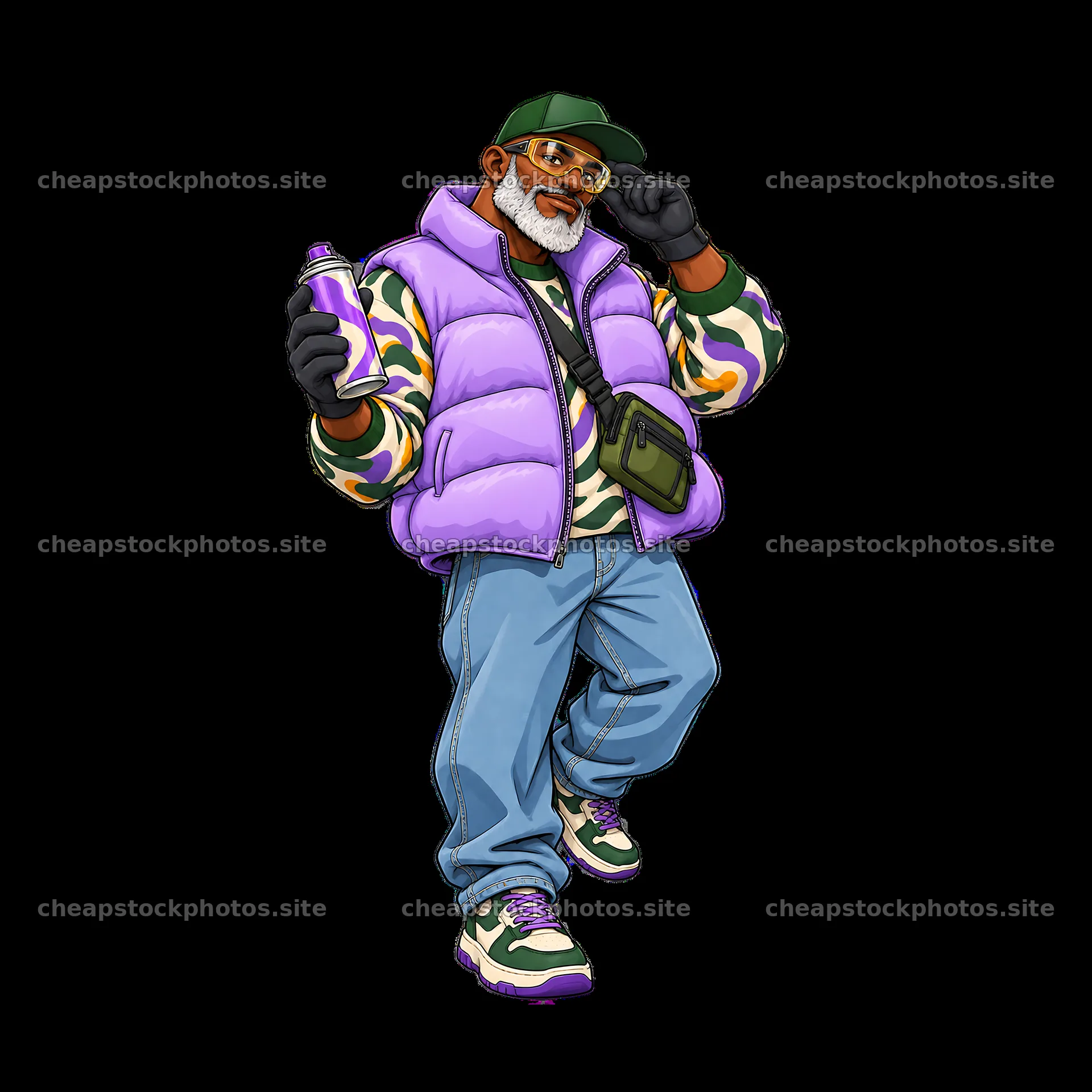 Graffiti artist with spray can in streetwear outfit – stock photos 7746x7746
