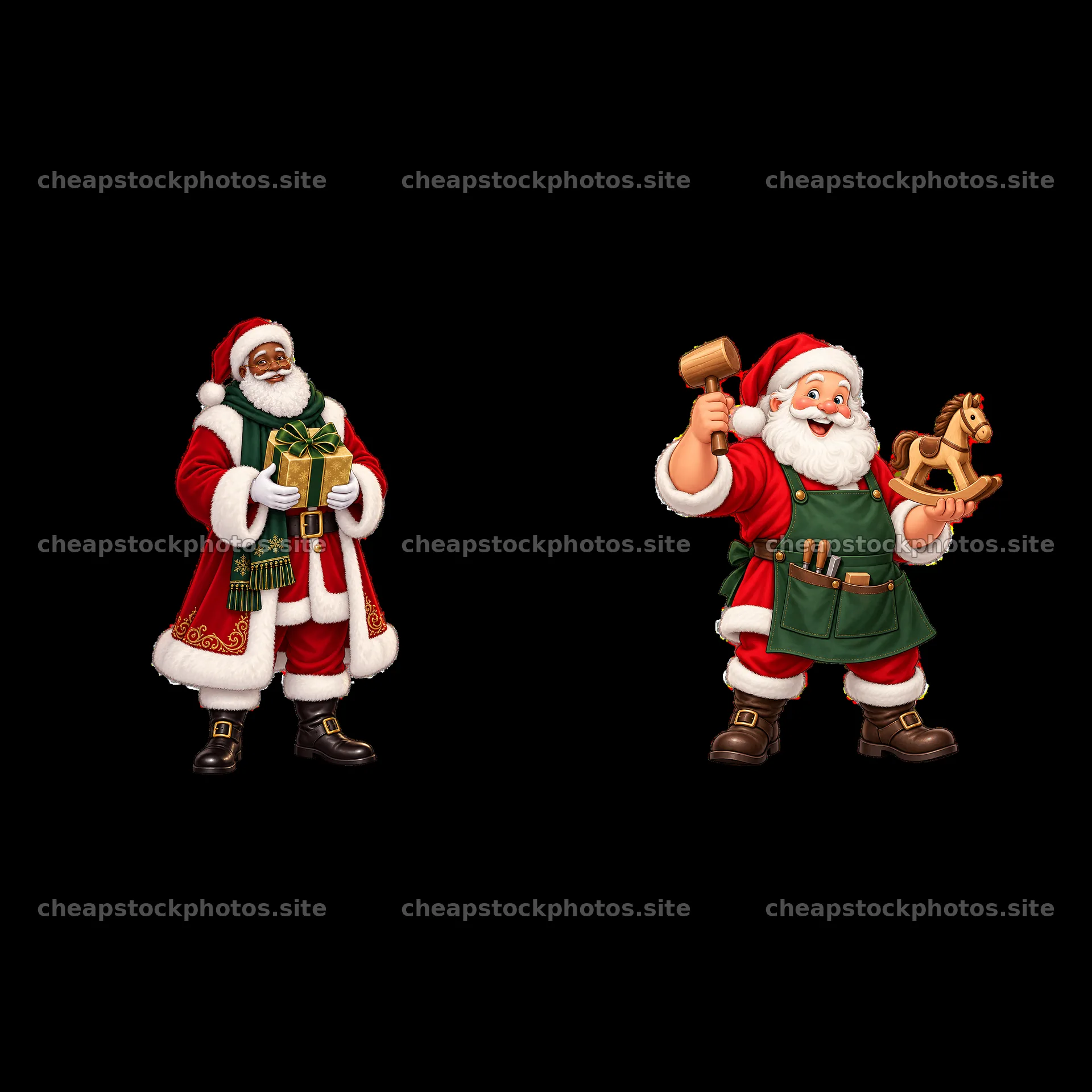 Santa Claus with gifts and toy making in festive illustration – stock photos 7746x7746