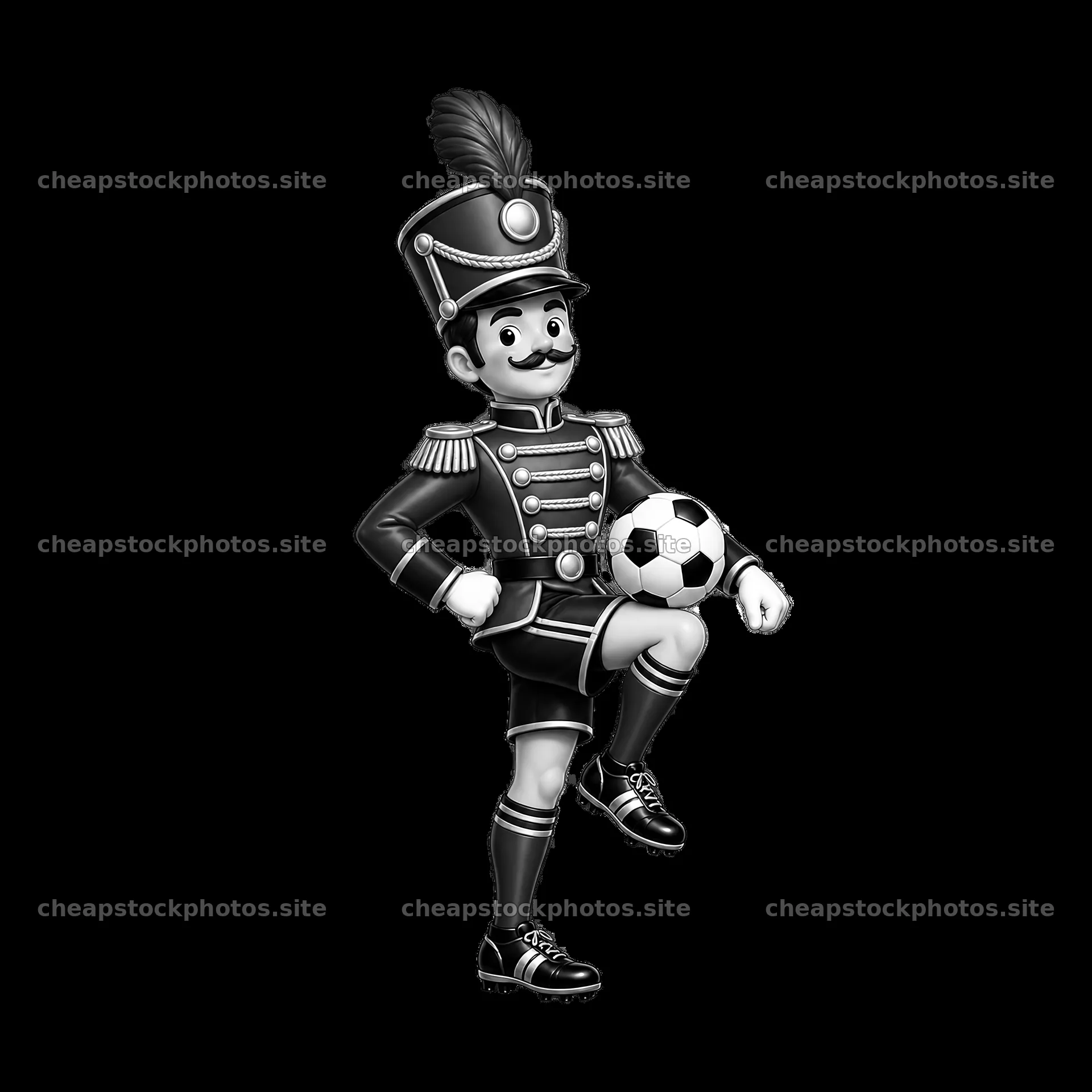 Soccer player with a ball dressed as a toy soldier – stock photos 7746x7746