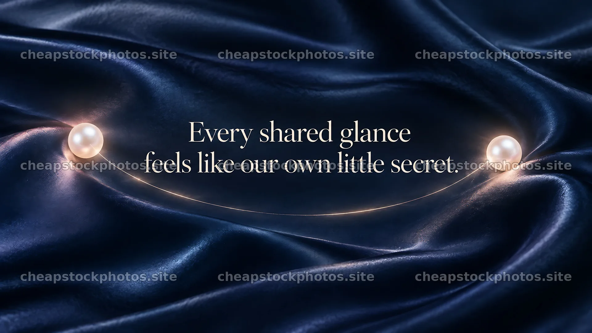 Love Greeting on Navy Silk with Glowing Pearls – stock photos 10324x5812