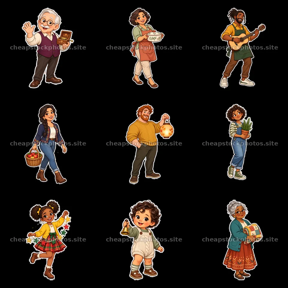 Joyful family members engaging in activities and sharing moments – stock photos 7746x7746