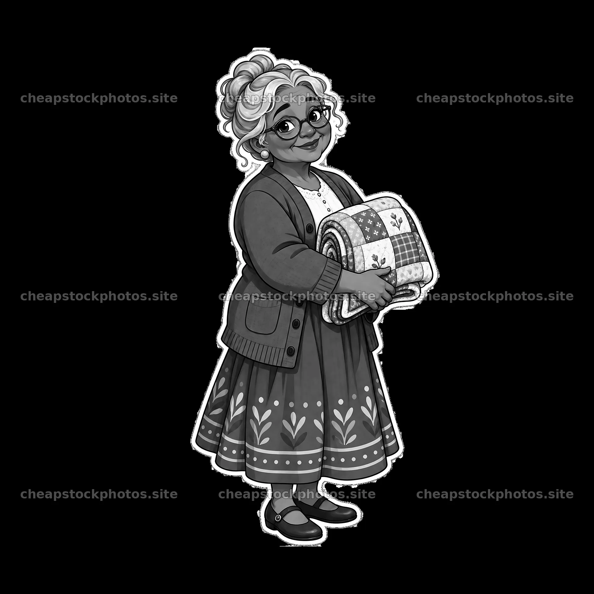 Woman holding a quilt in traditional family attire – stock photos 7746x7746