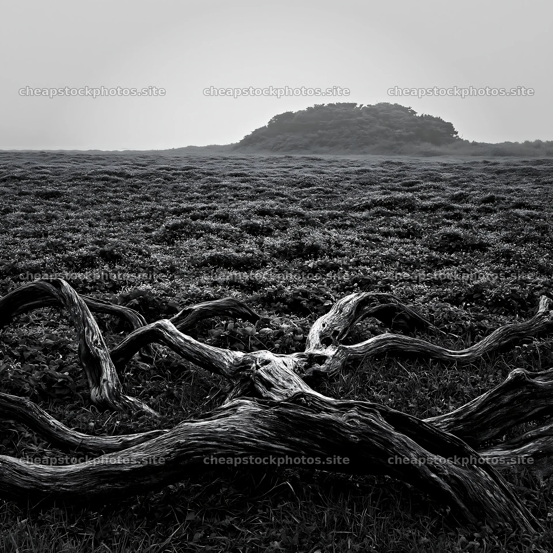 Chiba coastal climate meadow with driftwood in the foreground – stock photos 7938x7938