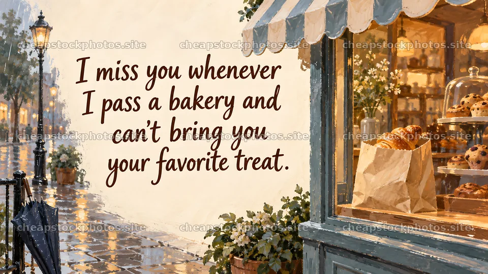 Bakery-Themed I Miss You Greeting – stock photos 10324x5812