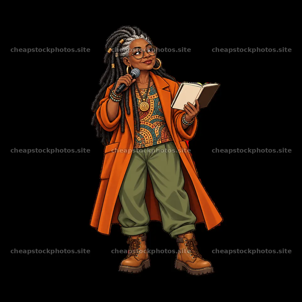 Hip-hop artist performing with a microphone and book in hand – stock photos 7746x7746