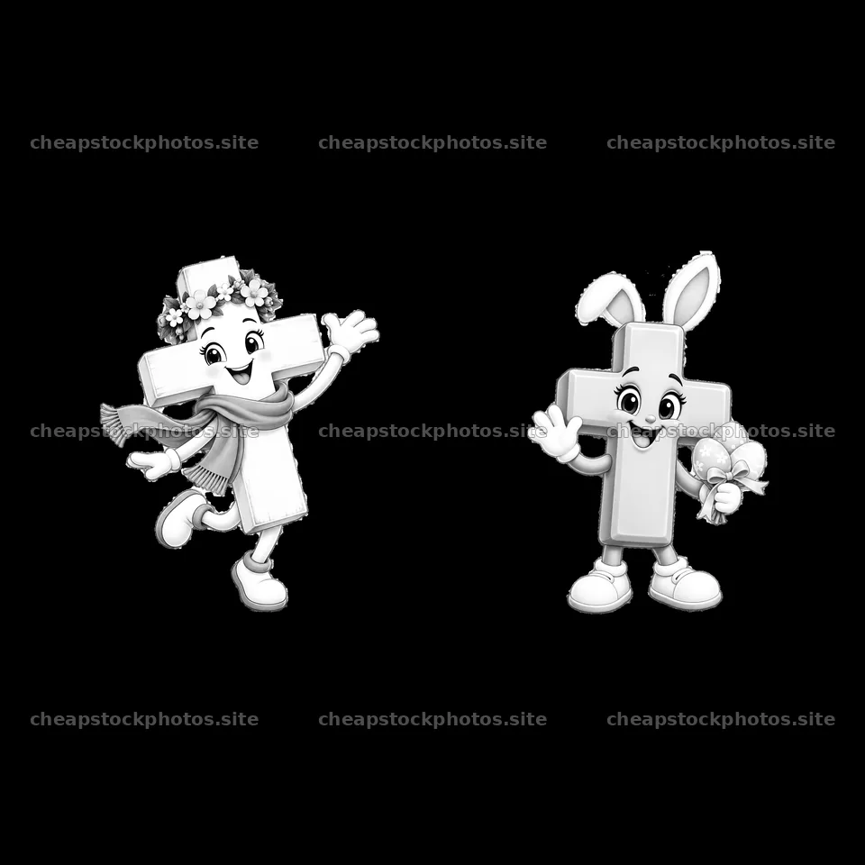 Cartoon crosses with flowers and a bunny for Easter celebration – stock photos 7746x7746