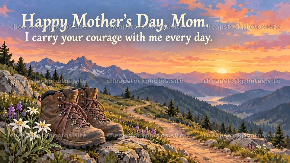 Mother's Day greeting over a mountain sunset – stock photos 10324x5812