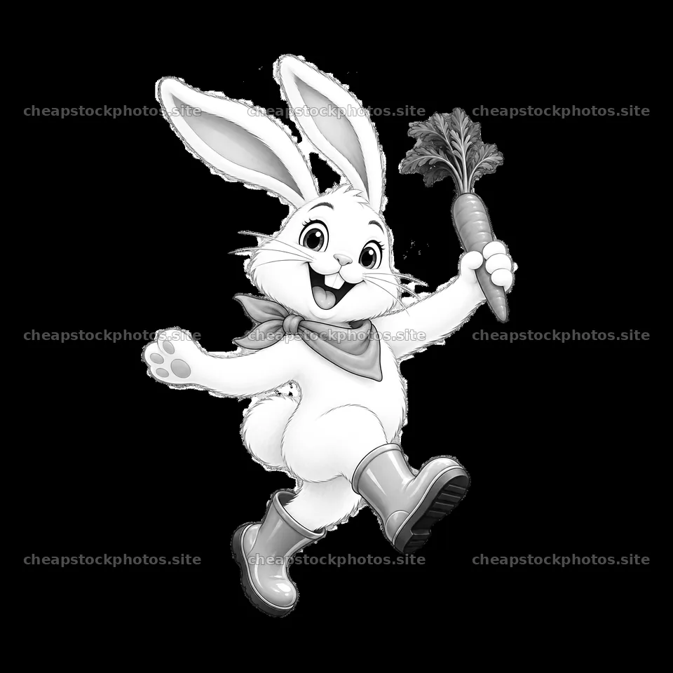 Easter bunny holding a carrot while wearing colorful boots – stock photos 7746x7746